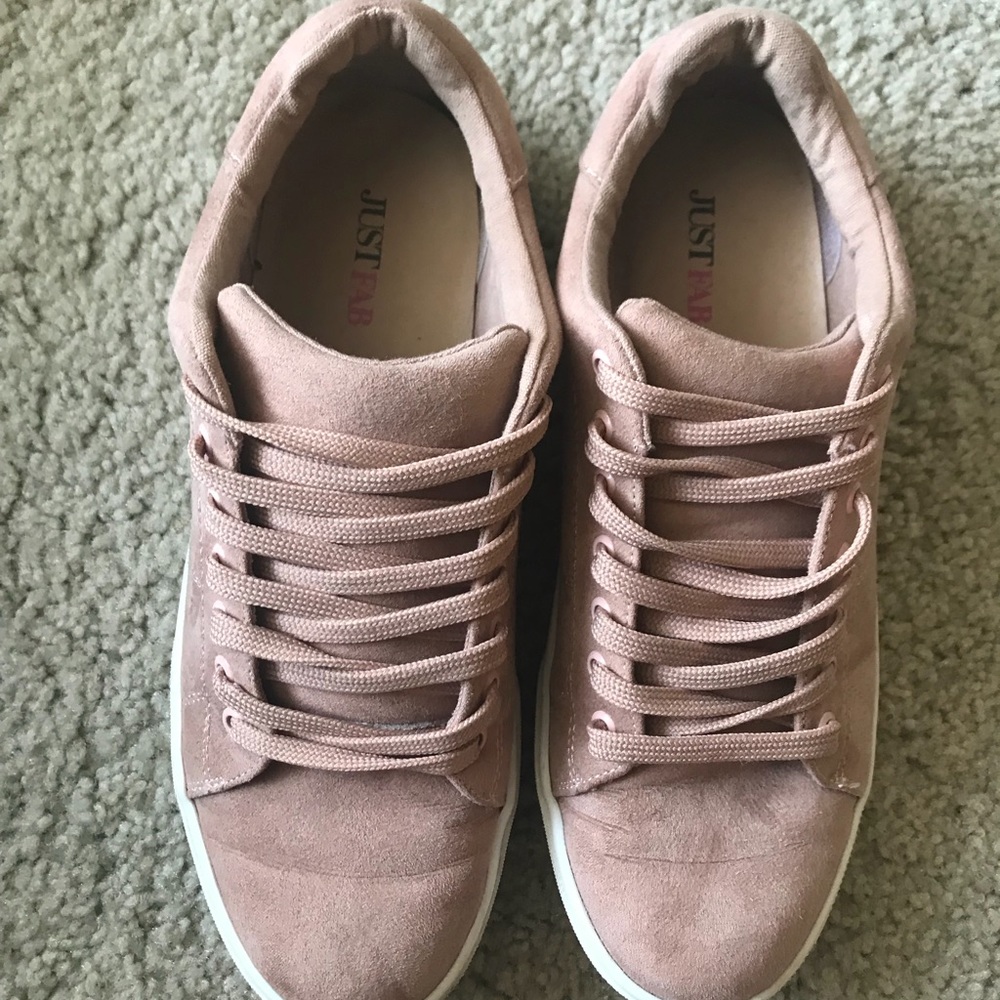 Pink faux-suede sneakers
